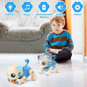 ربات اسباب بازی گربه موزیکال کنترلی آبی Robot Cat Toy for Kids, Remote Control Kitty Toys_اسباب بازی
